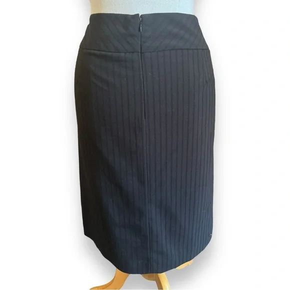 Black A-Line Midi Striped Skirt - Picture 3 of 4